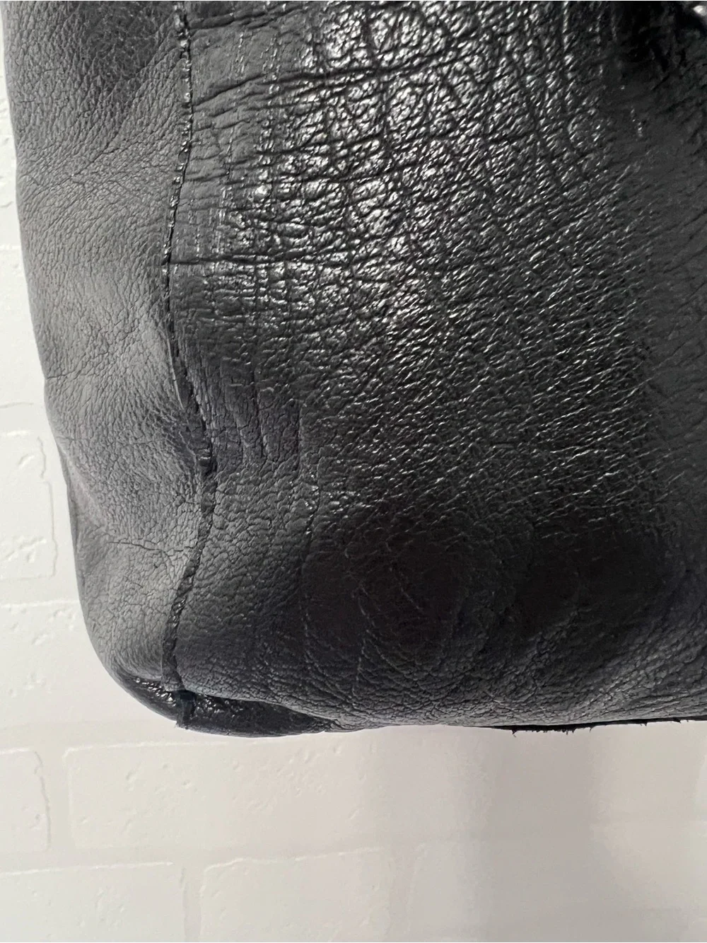 Day & Mood Anthropologie Heather Black Leather Moto Tote Bag Front Zip Pockets
